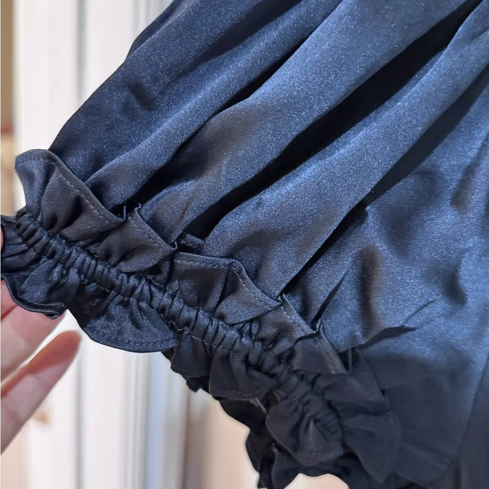 Doen Navy Blue Satin Midi Dress